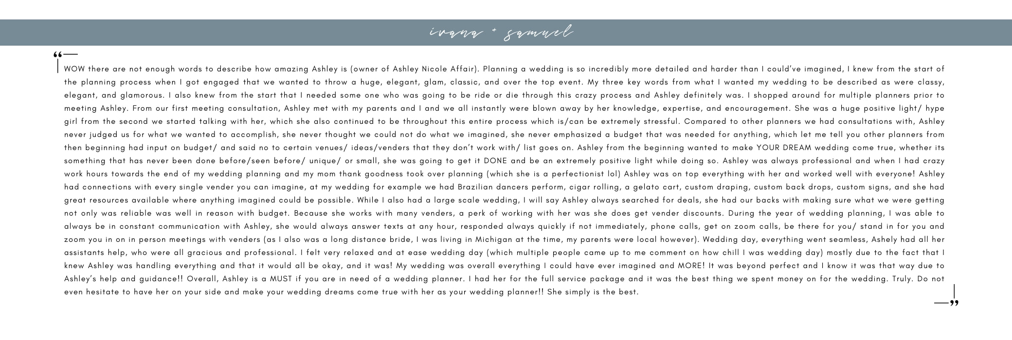 Ashley Nicole Affair - Austin Wedding Planners
